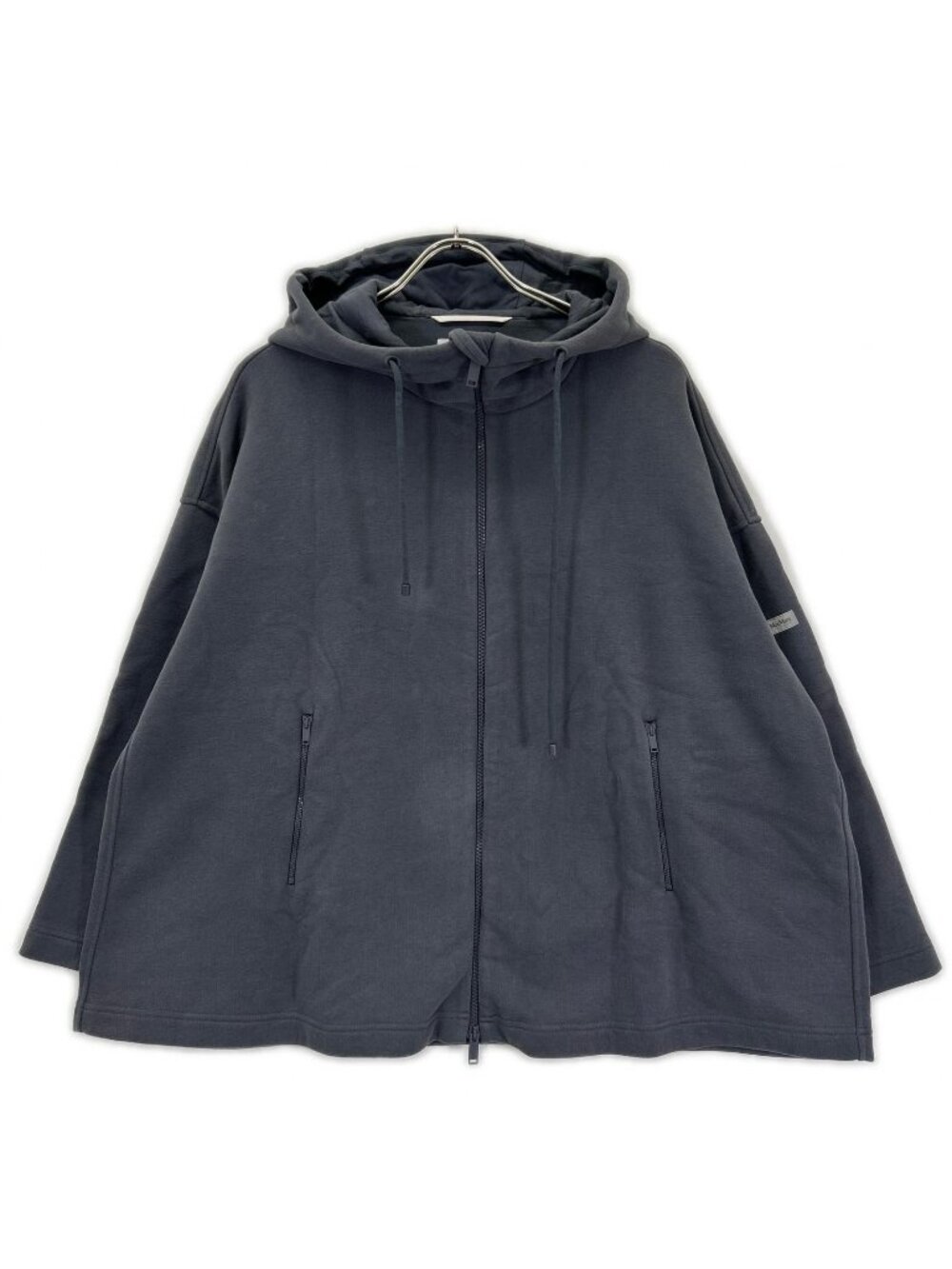 Max Mara Leisure Gray Zip Up Back Brushed Logo Hoodie